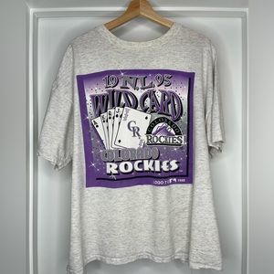 Logo 7 1995 Single Stitch Wild Card Colorado Rockies ⚾️💜